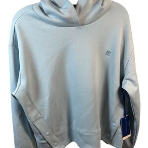 Aeropostale Sport Womens Scuba Hoodie Light Blue Snap Side Slit XL NWT